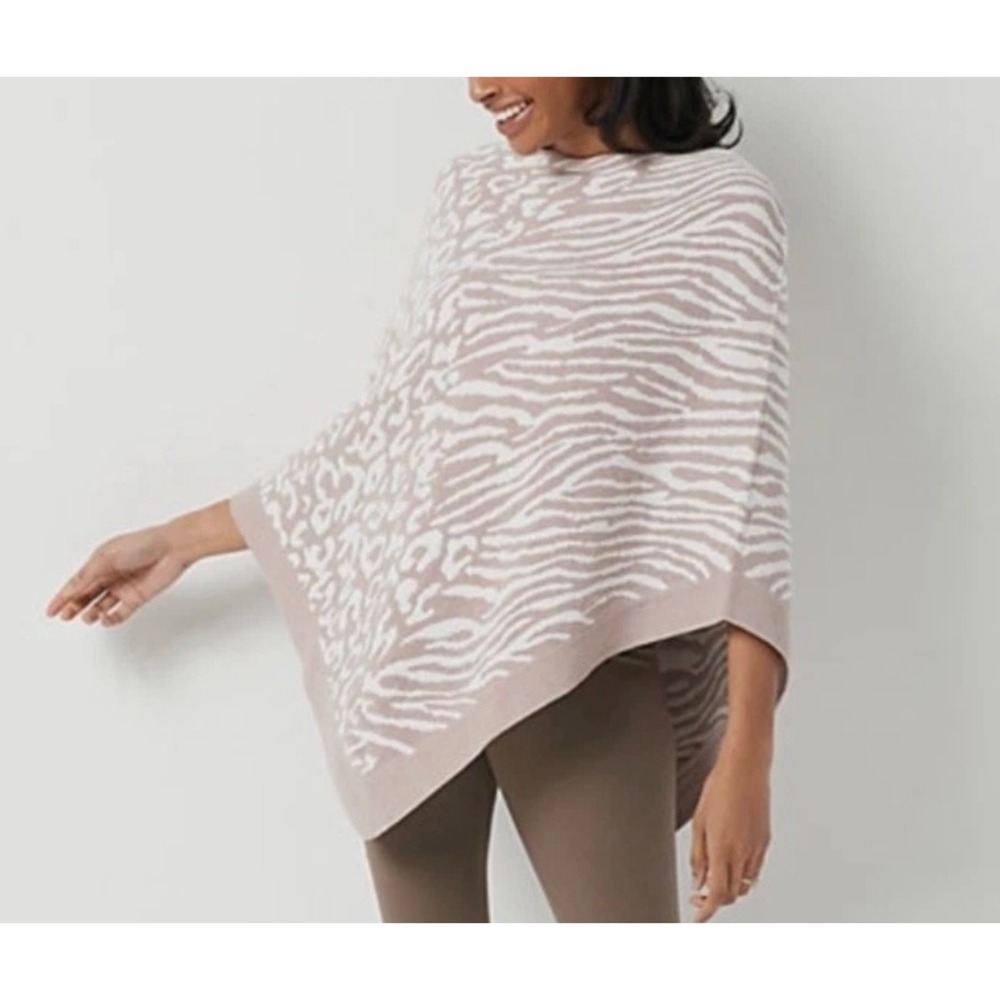 Barefoot Dreams CozyChic Ultra Lite Leopard Zebra Poncho One Size NWT Coastal